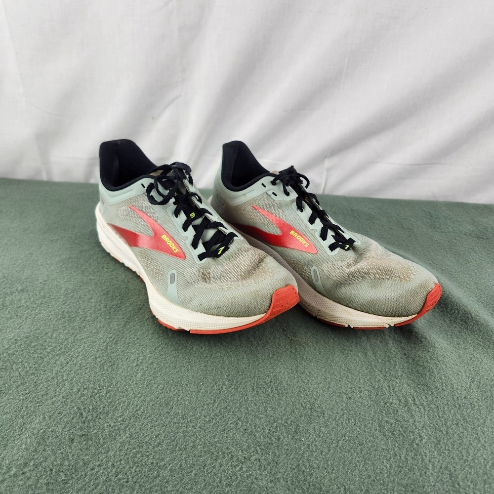 Brooks Launch 9 Mens Running Shoes Size 10‎ Sage Green Red  Speed Sneaker